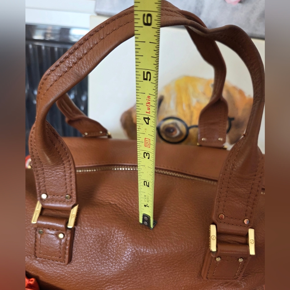 Tory Burch Brown and Orange Leather Tote Bag - Picture 16 of 16